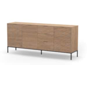 Ariel Three Door Three Drawer Sideboard - Natural Oak & Black Finish