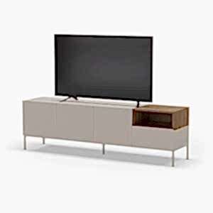Cailin Three Door One Drawer TV Cabinet - Natural Oak Finish and Cream