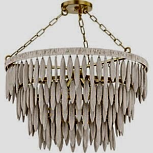 Tiffany Coastal-Inspired Wood Bead Chandelier 