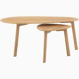 Madrid Retro Nest of 2 Coffee Tables in Oak or Walnut