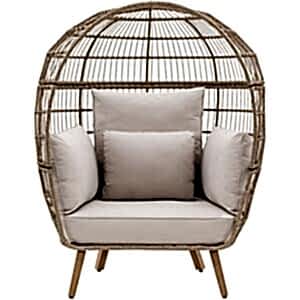 Avena Outdoor Natural Wicker Egg Chair with Cushions