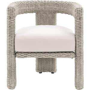 Set of 2 x Hvar Outdoor Natural Wicker Dining Chair with White Cushion