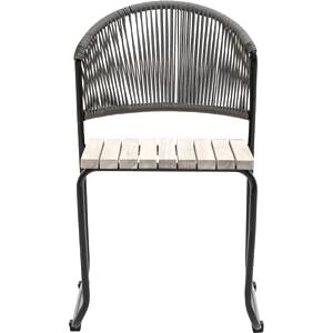 Set of 2 x Taranto Outdoor Dining Chair in Greyed Wood with Black Metal Legs