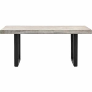 Taranto Outdoor Greyed Wood Dining Table 6 Seater with Black Metal Legs