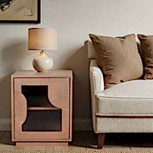Indus Solid Mango Wood Bedside Table with Door & Internal Shelf