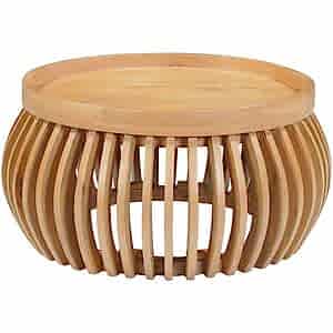 Indus Solid Mango Wood Small Round Low Coffee Table