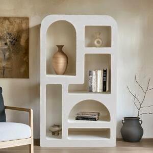 Geo Tall Geometric White Bookcase