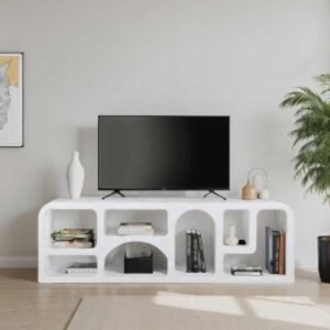 Geo Geometric White Large Open TV Cabinet