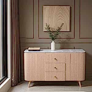 Ashford Mango Wood & Natural Marble Extra Large Sideboard 2 Door 3 Drawer