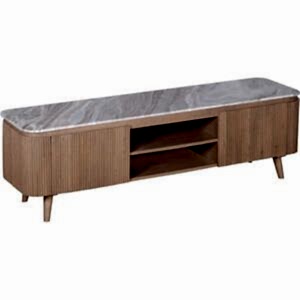Ashford Mango Wood & Natural Marble Large TV Media Cabinet with 2 Doors