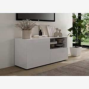 Raveena TV Stand, One Door, One Drawer - Gloss White Finish by Andrew Piggott Contemporary Furniture