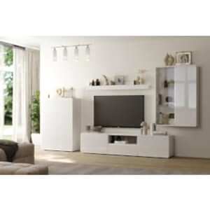 Raveena TV Unit, Sideboard, Wall Display Vitrine and Shelf - Gloss White Finish by Andrew Piggott Contemporary Furniture