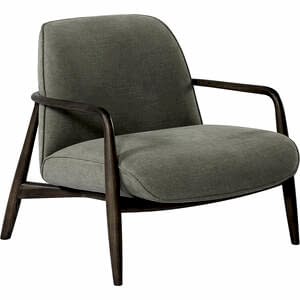Taron Occasional Chair with Wooden Arms & Green Fabric