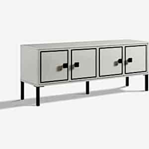 MIA Large TV Cabinet – Antique White & Matte Black 